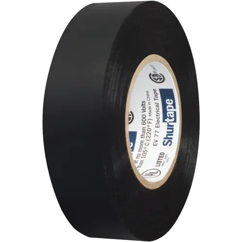 EV 77 Professional Grade All-Weather Vinyl Electrical Tape UL Listed/CSA Approved 7.0 Mil Black 3/4 Inch x 66 Feet 1 Roll 104706 EV 77 Professional Grade All-Weather Vinyl Electrical Tape UL Listed/CSA Approved 7.0 Mil Black 3/4 Inch x 66 Feet 1 Roll 104706
